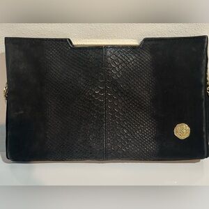 Vince Camuto Black  genuine leather with embossed snakeskin texture , suede